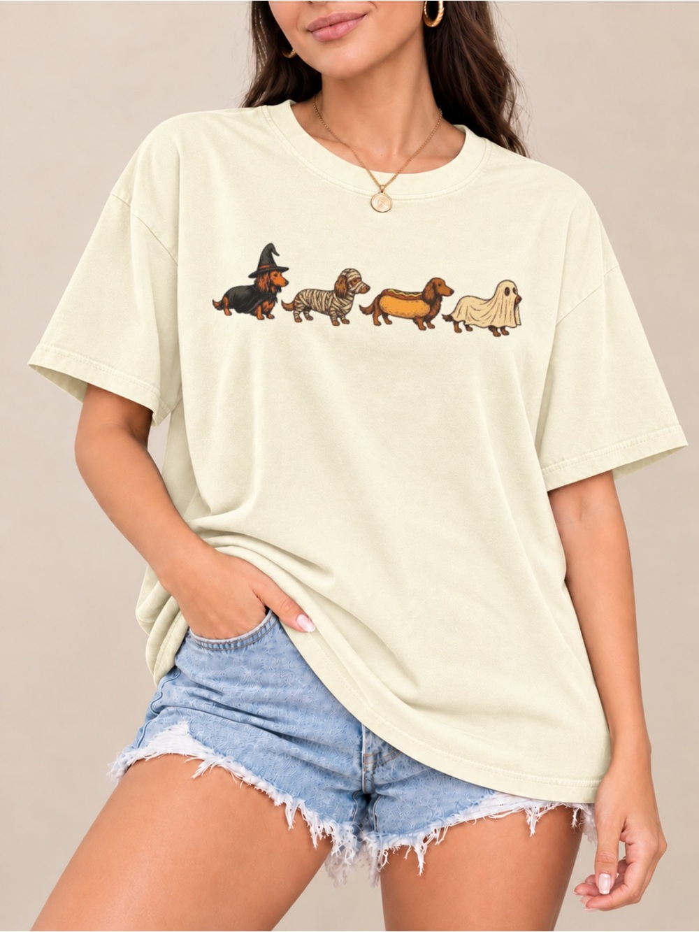 Halloween Dachshund Unisex T-shirt Spooky Wiener Dog Graphic Tee